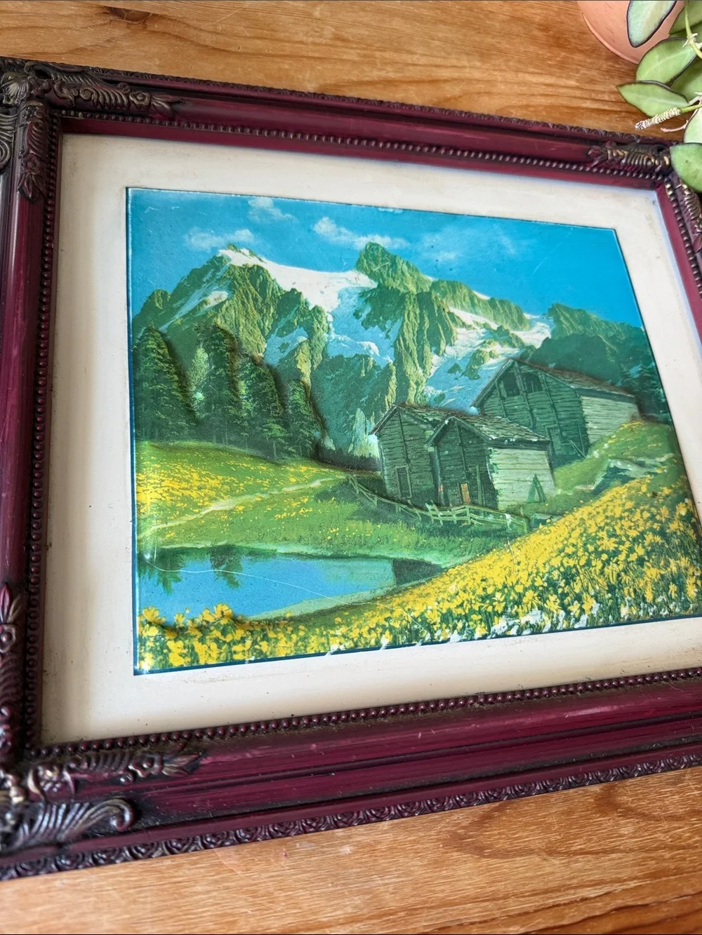 Vintage 3D Framed Alpine Landscape Artwork